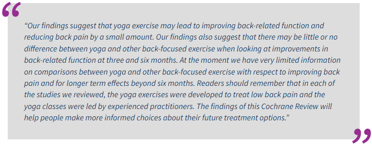 Yoga may have health benefits for people with chronic non-specific lower back pain
